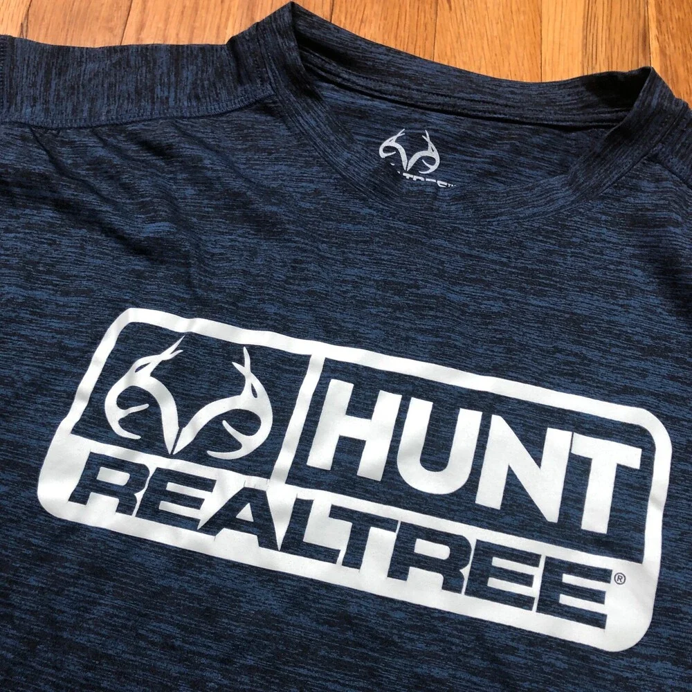 Realtree‎ Shirt Womens Small Blue Polyester Deer Hunting Top 1/2 Sleeve Adult